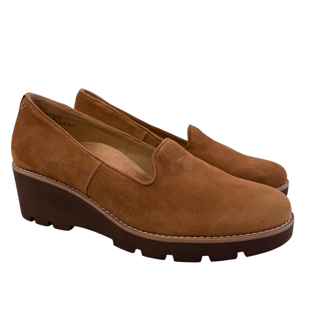 Vionic Willa Suede Leather Slip-On Wedge Loafers Tan Brown Size 11 - Picture 2 of 16